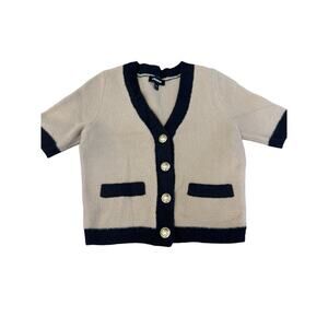 Express Short Sleeve Cardigan brown with black Womens Small